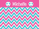Soccer Chevron coolcorks 12 x 12 adhesive back - $45 Pink/Pool Blue 