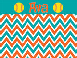 Softball Chevron coolcorks 12 x 12 adhesive back - $45 Teal/Orange 