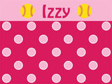 Softball Polka Dots Cork Board coolcorks 12 x 12 adhesive back - $45 Pink/Red 