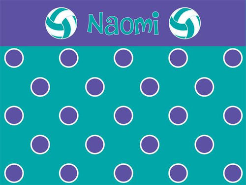 Volleyball Polka Dots Cork Board coolcorks 12 x 12 adhesive back - $45 Purple/Teal 