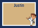 Karate Kid - Boys coolcorks 12 x 12 adhesive back - $45 Navy/Tan 